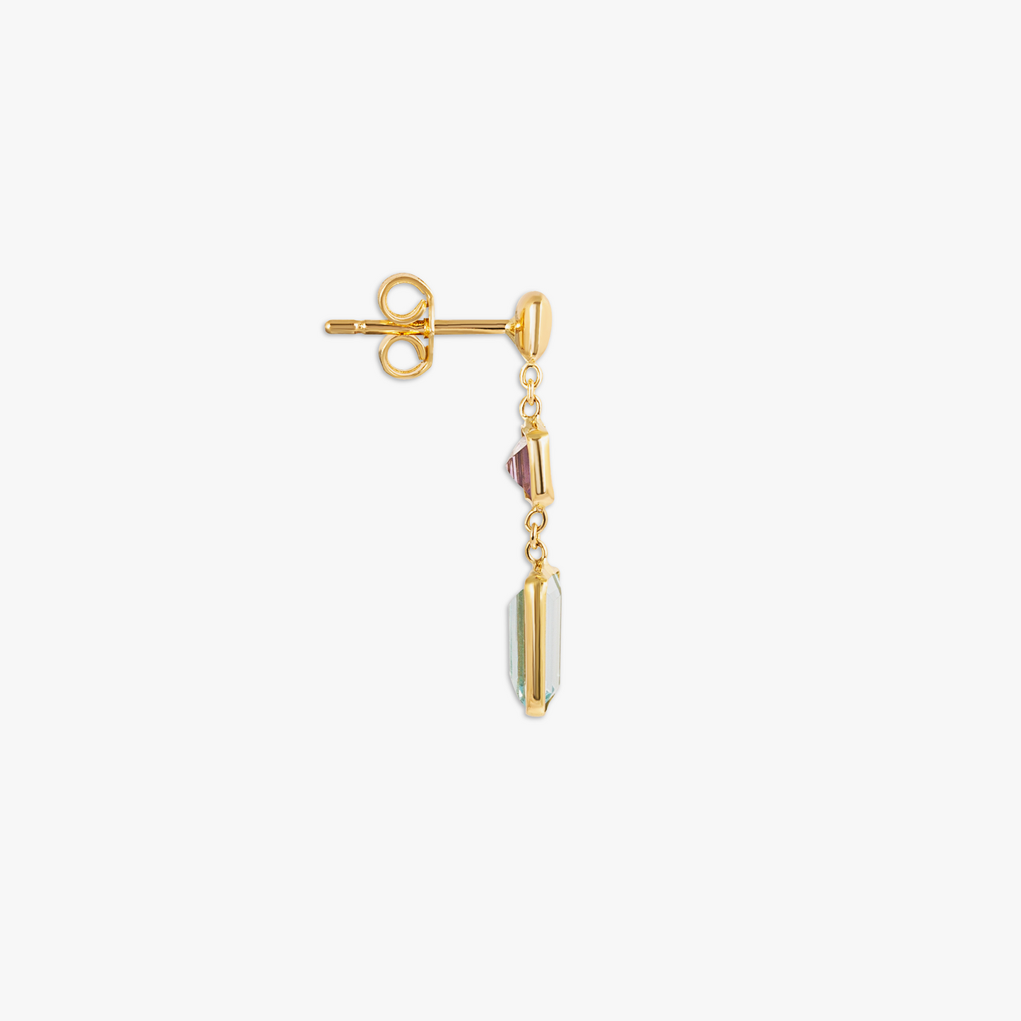 Rainbow Baguette Earrings In 18K Yellow Gold