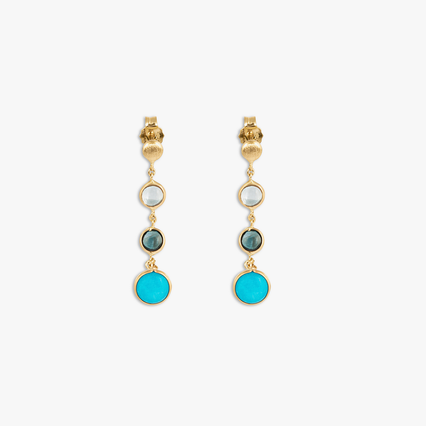 Isfahan Earrings In 14K Yellow Gold With Topaz & Turquoise