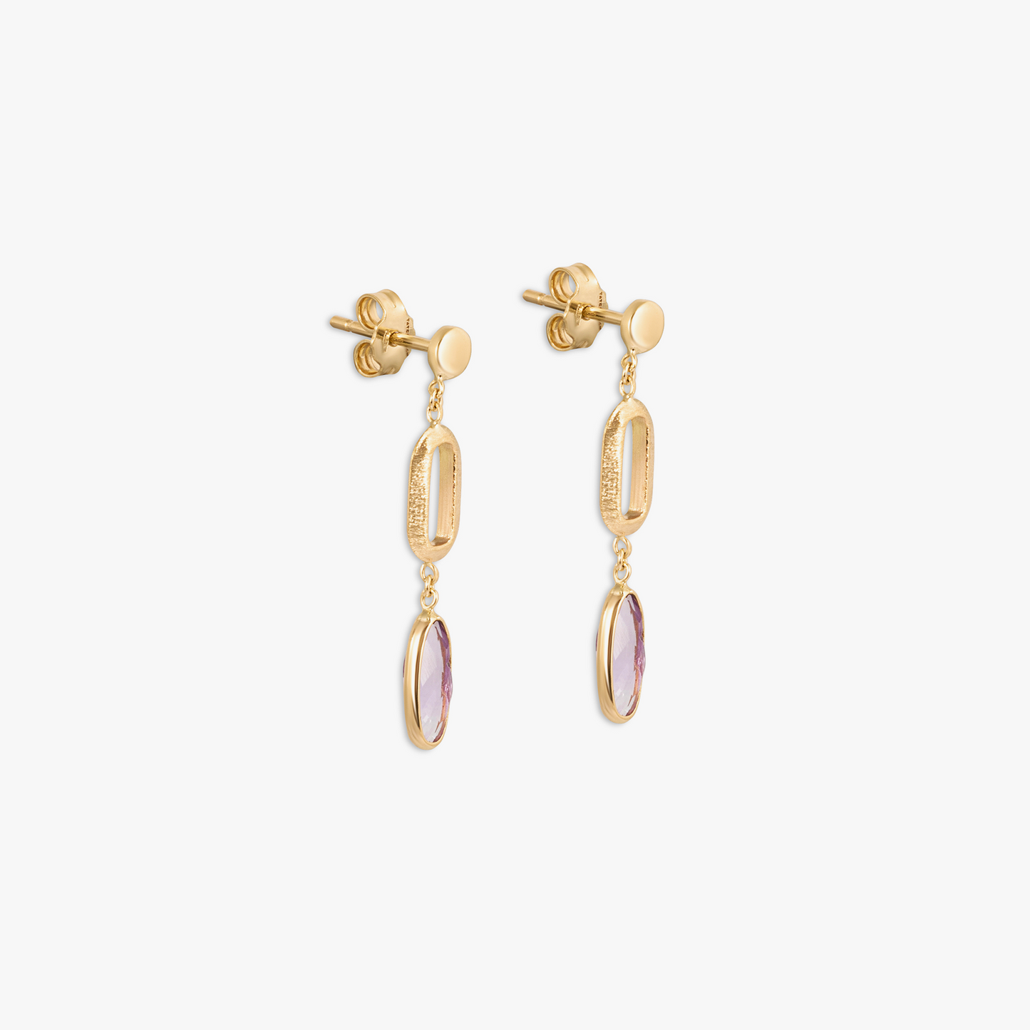 Obi Canna Earrings In 14K Yellow Gold With Amethyst, Cytrine and Topaz