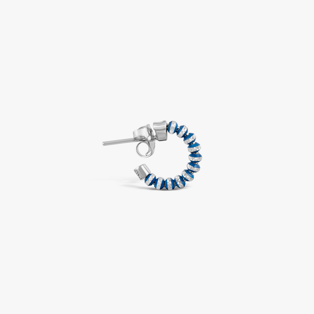 Prism Earrings with Galvanic Plated Silver Beads in Blue