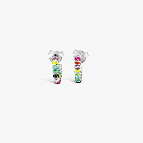 Prism Earrings with Galvanic Plated Silver Beads in Multicolour