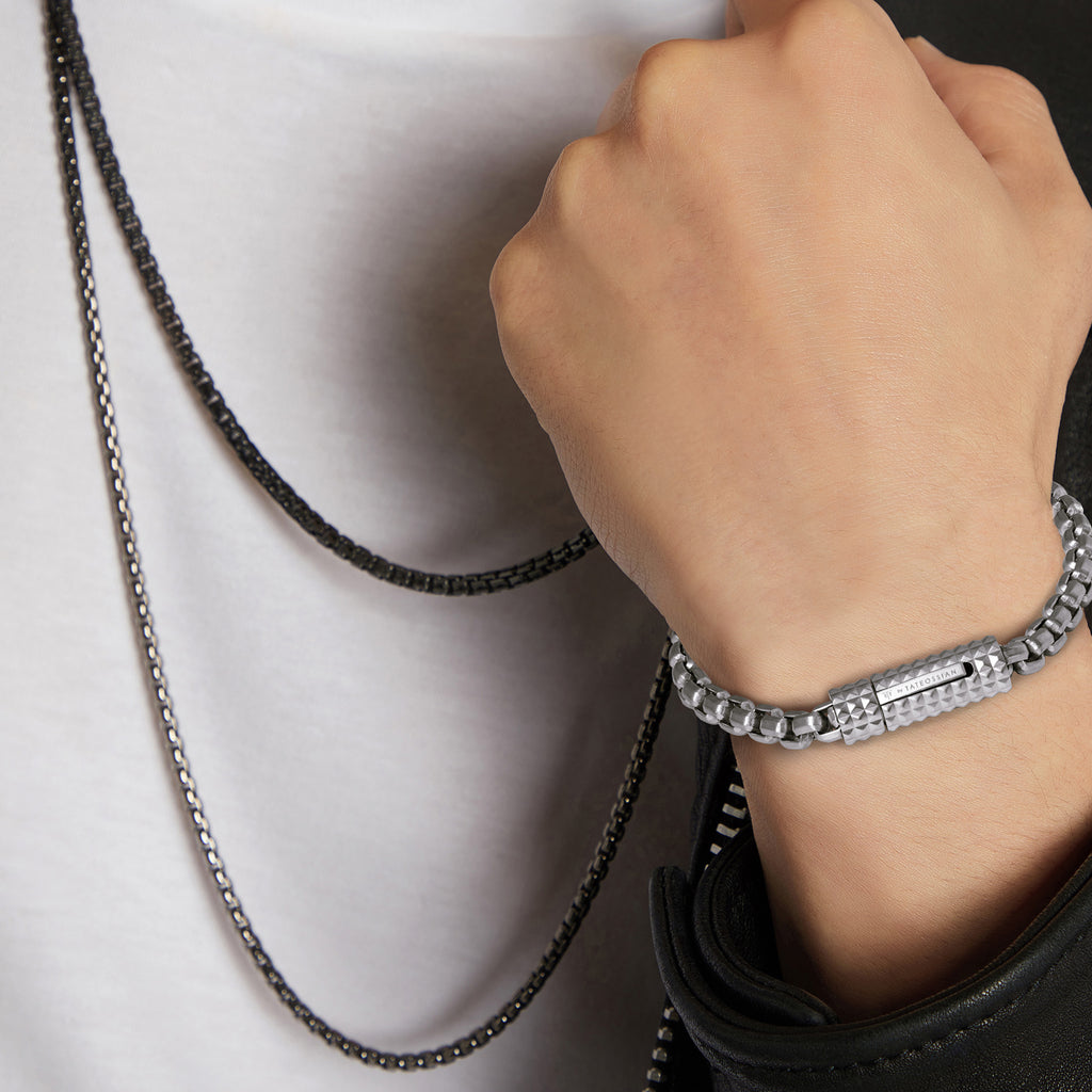 Giza Box Chain Bracelet In Stainless Steel- 6MM