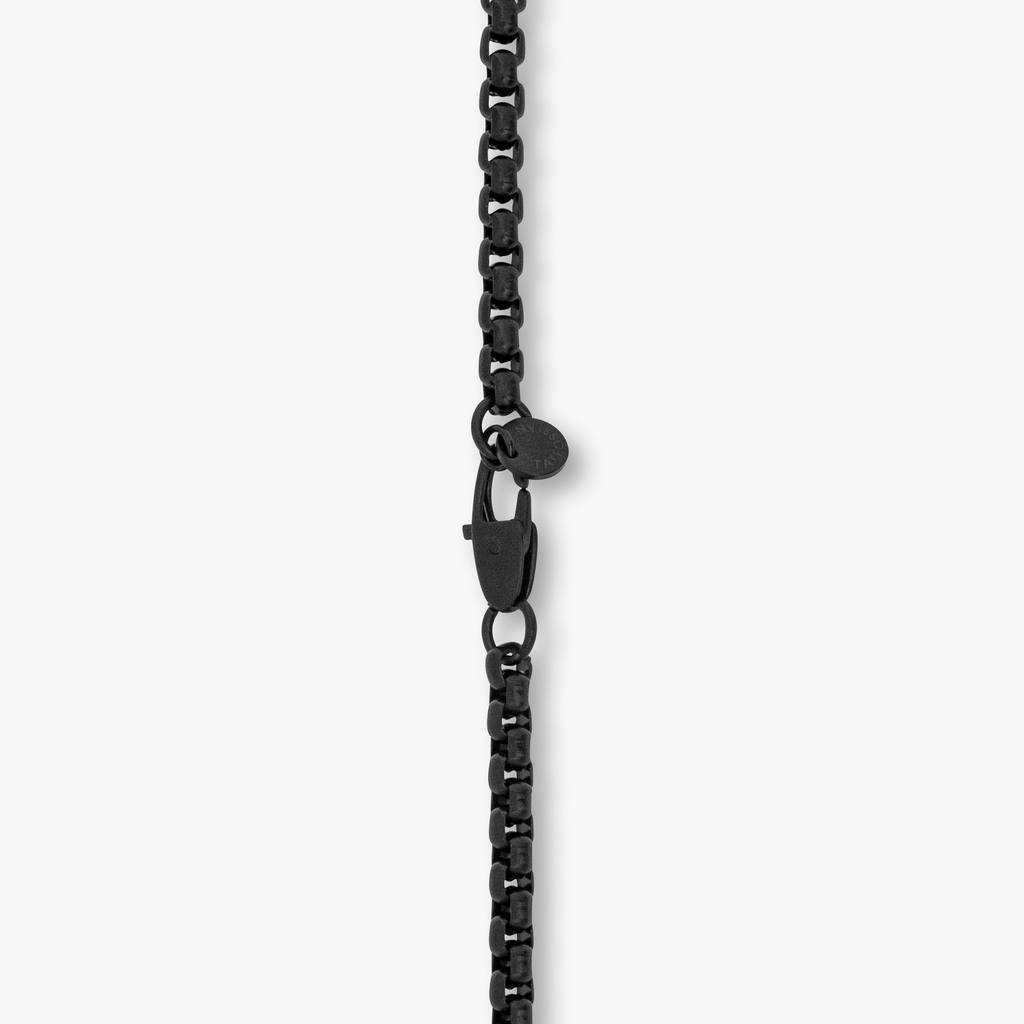 Black IP stainless steel RT Elements necklace with carnelian