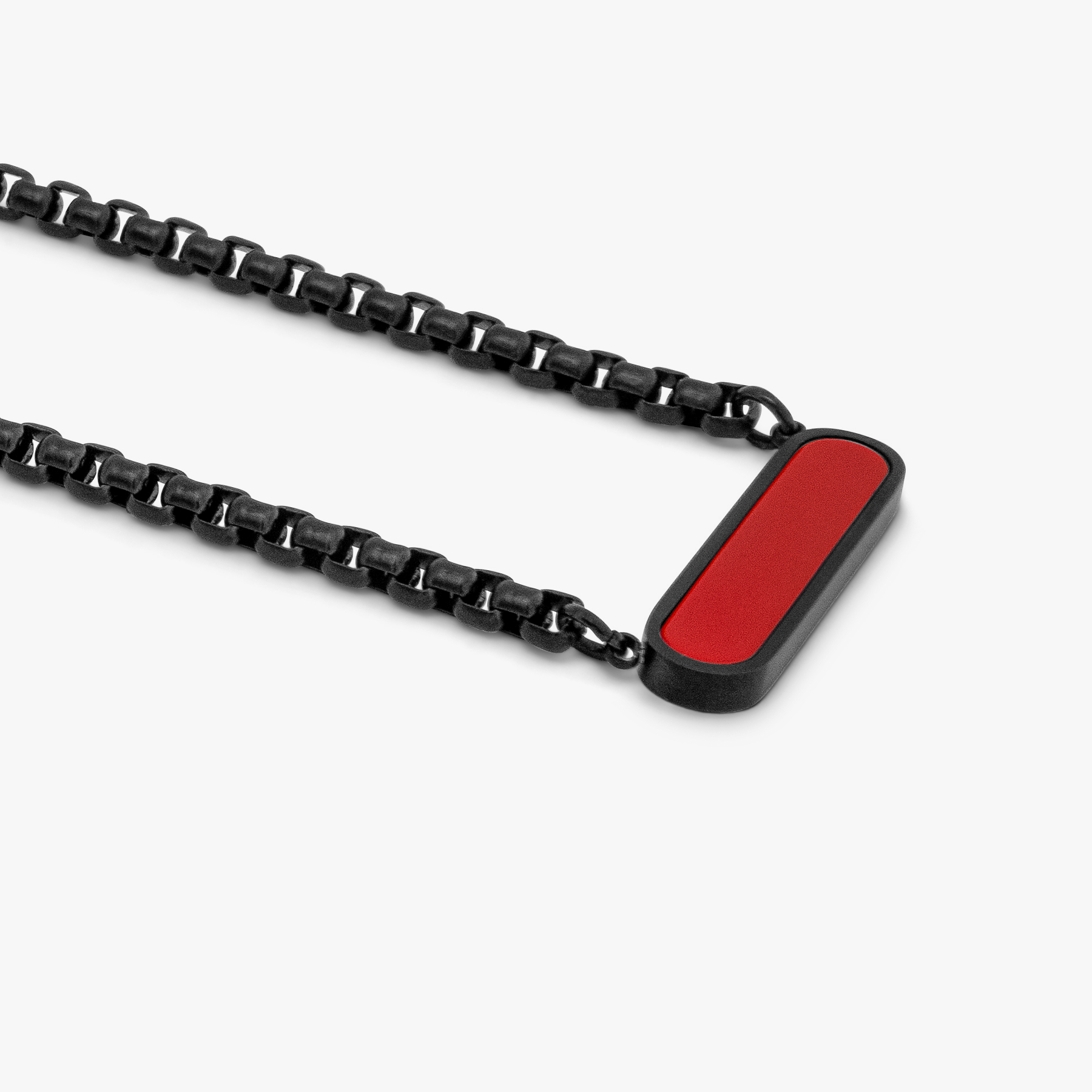 Black IP stainless steel RT Elements necklace with carnelian