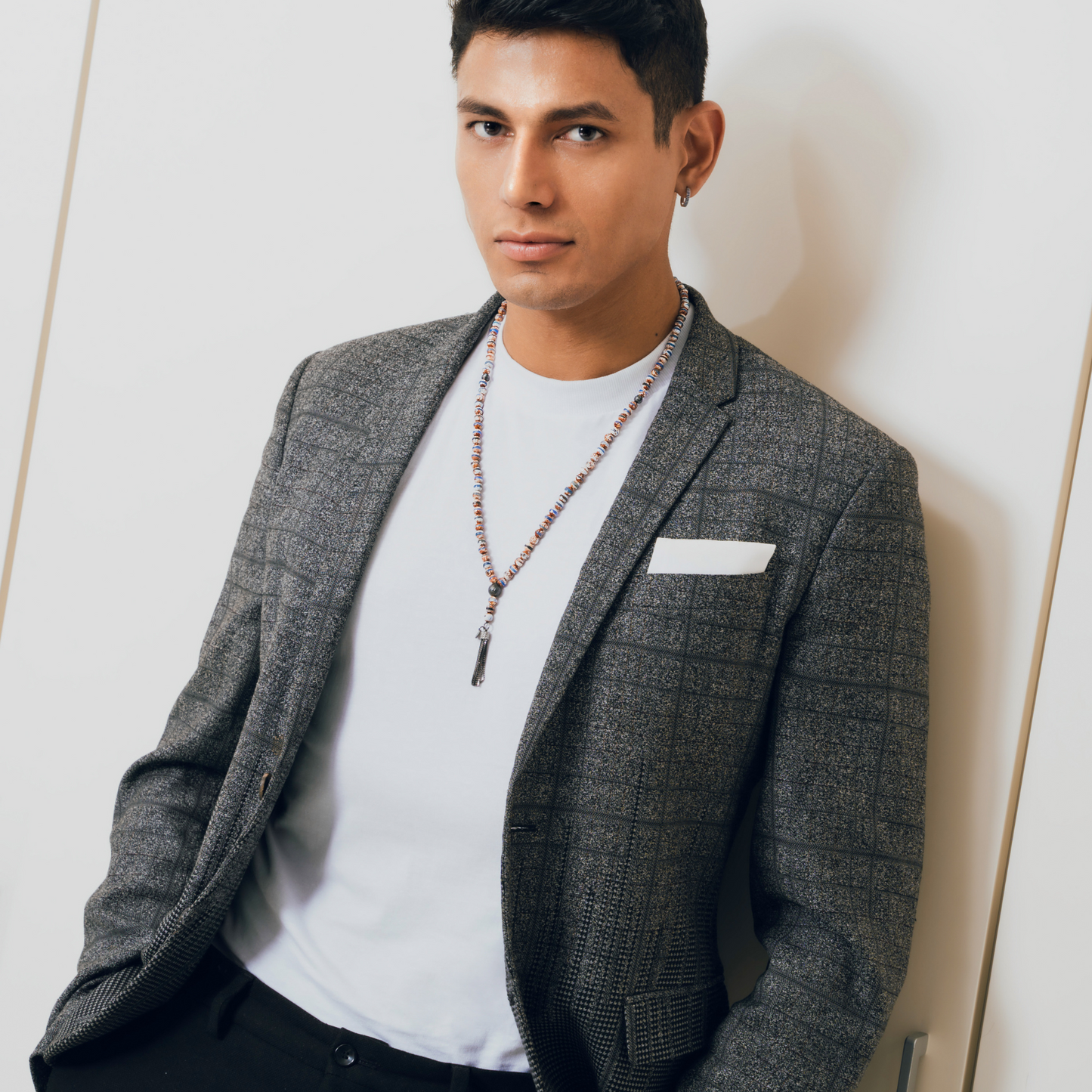 Blue Ruthenium Plated Silver Lhasa Mala Necklace