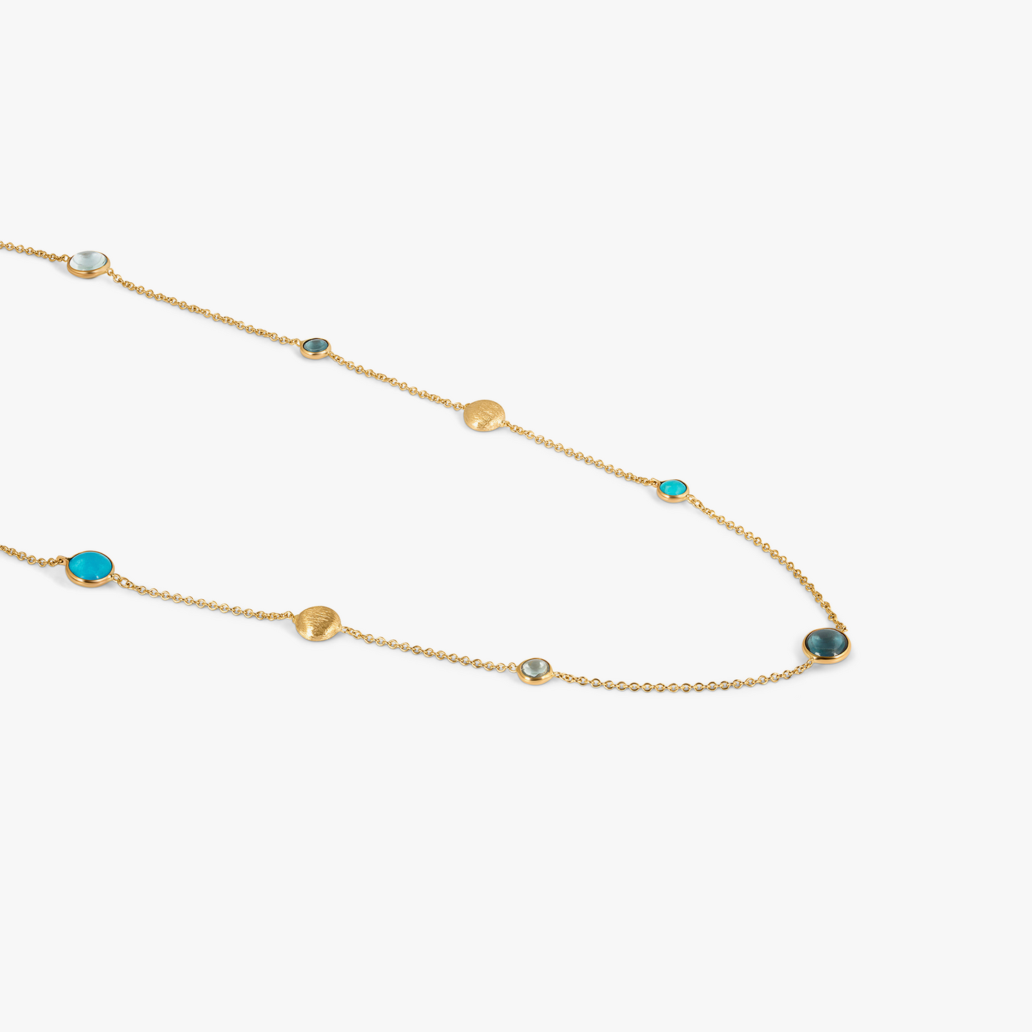 Isfahan Necklace In 14K Yellow Gold With Topaz & Turquoise