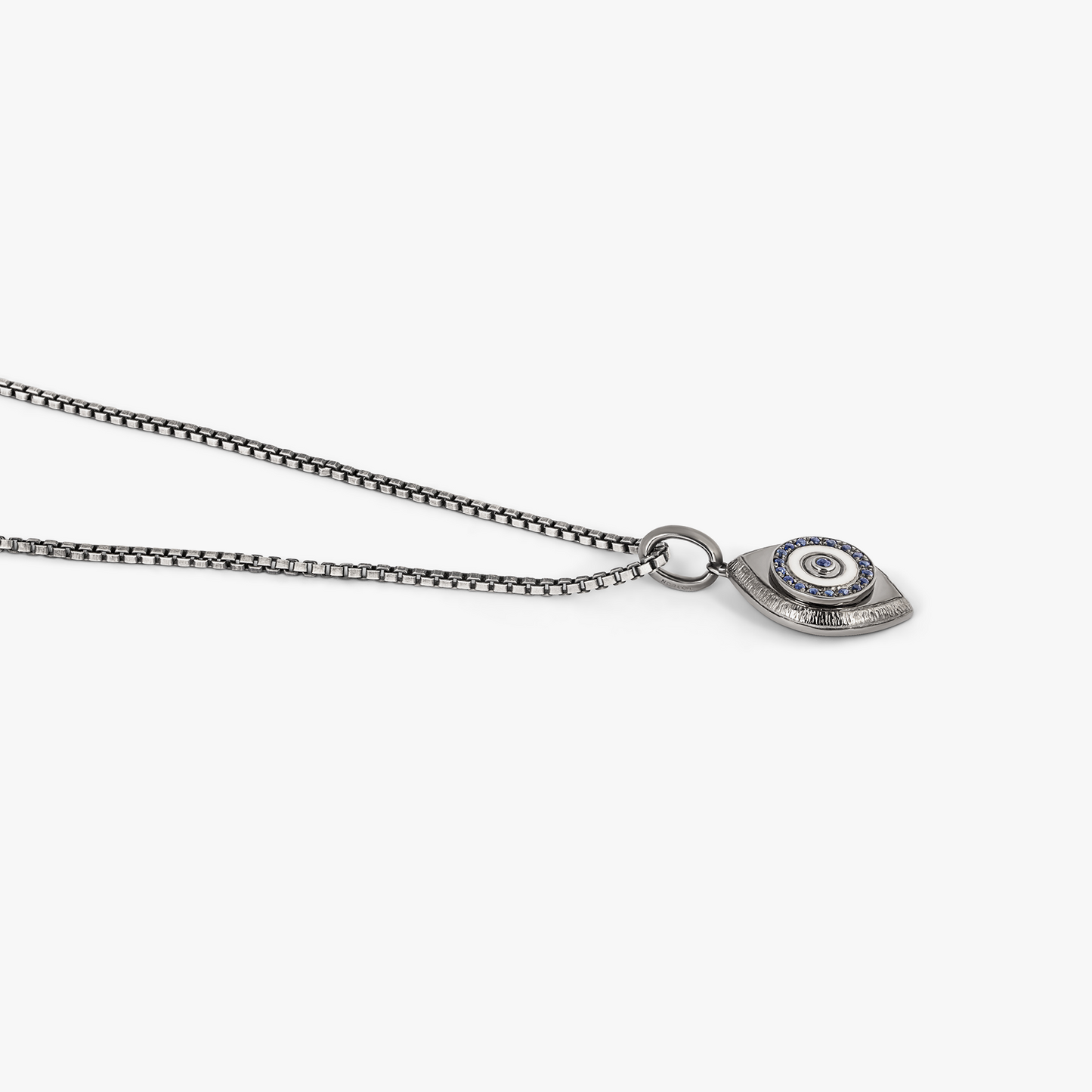 Paros Evil Eye Necklace In Black Rhodium & Sapphire