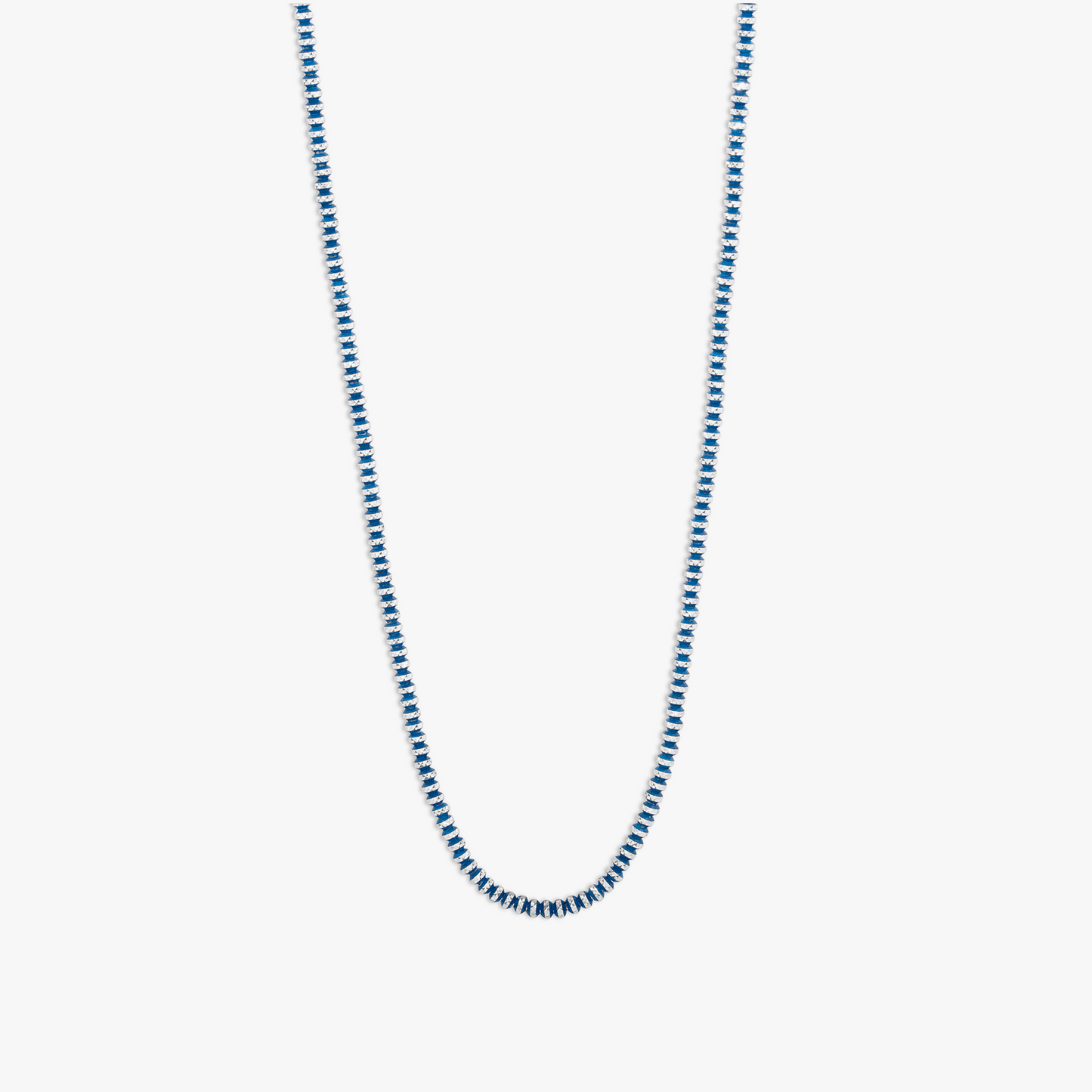 Prism Necklace with Galvanic Plated Silver Beads in Blue