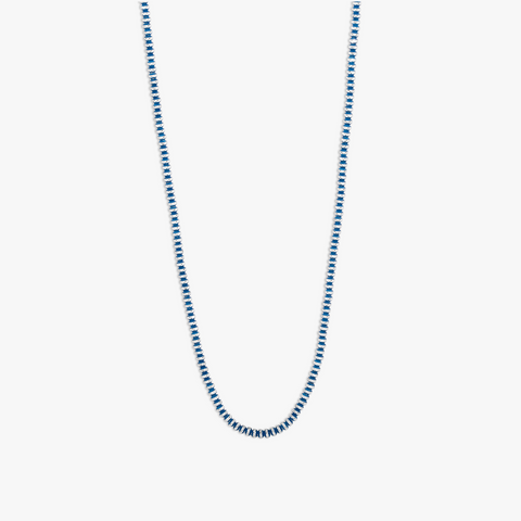 Prism Necklace with Galvanic Plated Silver Beads in Blue
