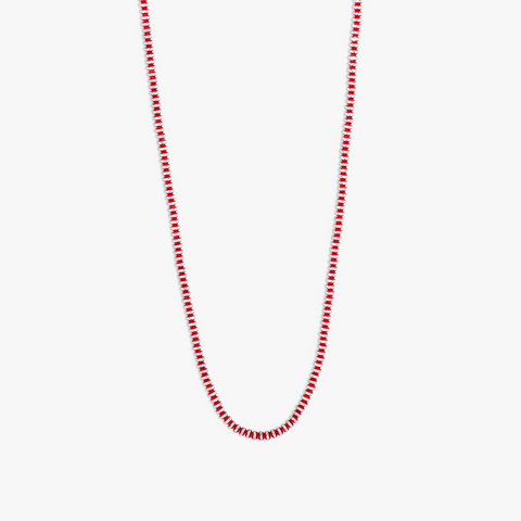 Prism Necklace with Galvanic Plated Silver Beads in Red