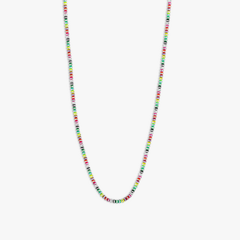 Prism Necklace with Galvanic Plated Silver Beads in Multicolour