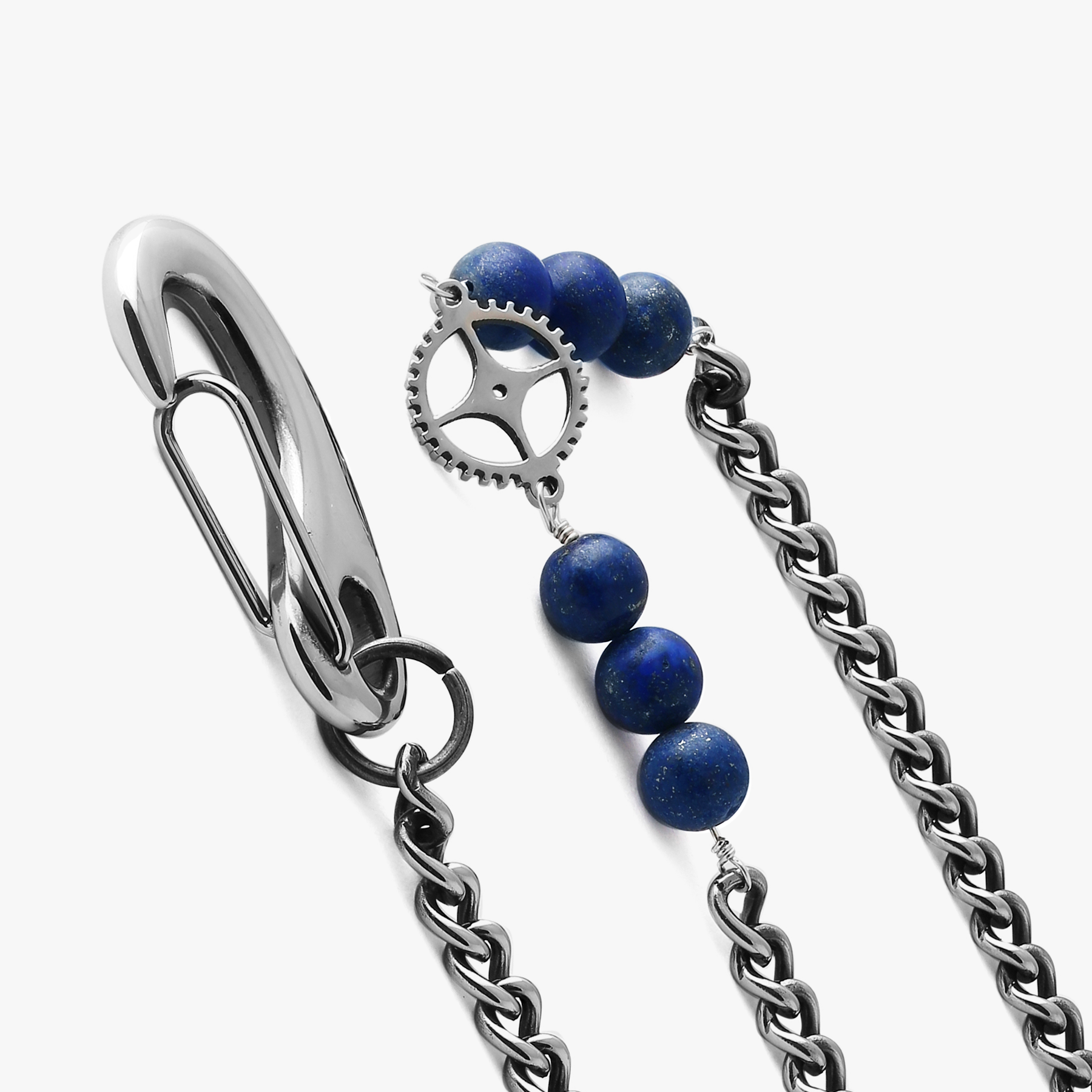 Gothic Rose Skull trouser chain in blue