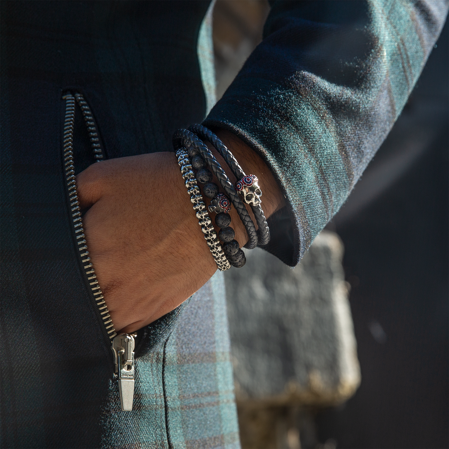 3D Skull Bangle in IP plated stainless steel