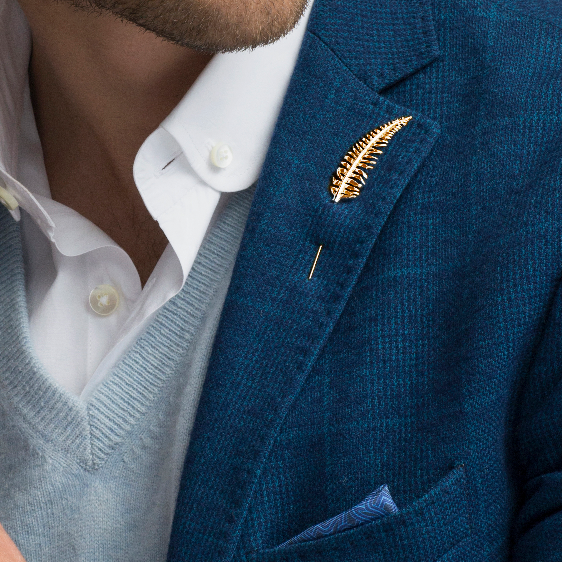 Fern Lapel Pin In Rose Gold Plated