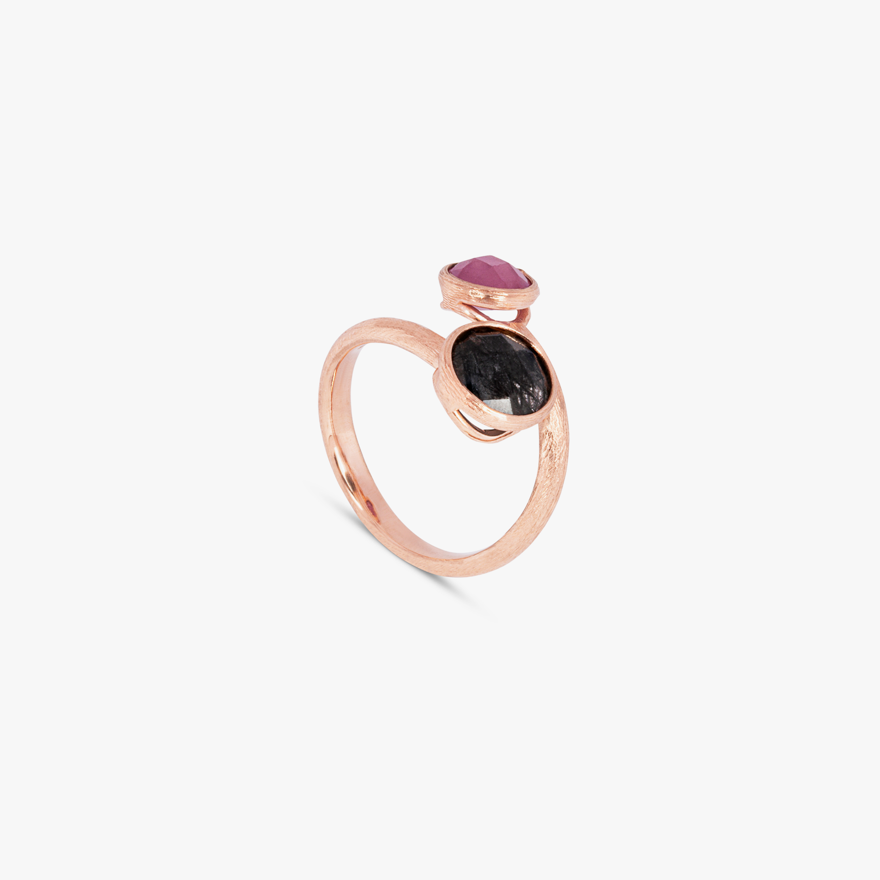 Kensington Ring 14K Satin Rose God Rutilated Quartz Ruby Root