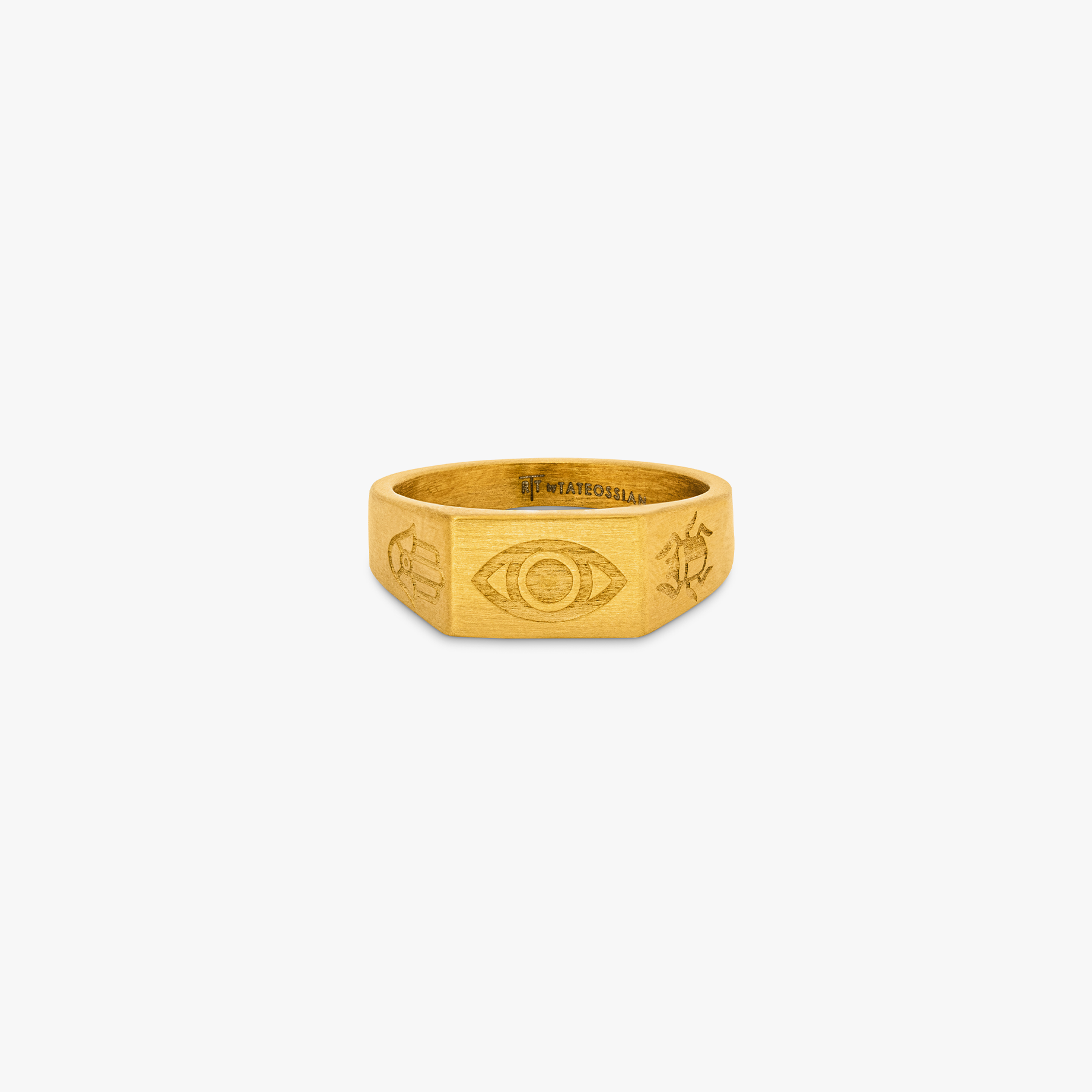 Protective Amulet ring in yellow gold plated stainless steel (UK) 2