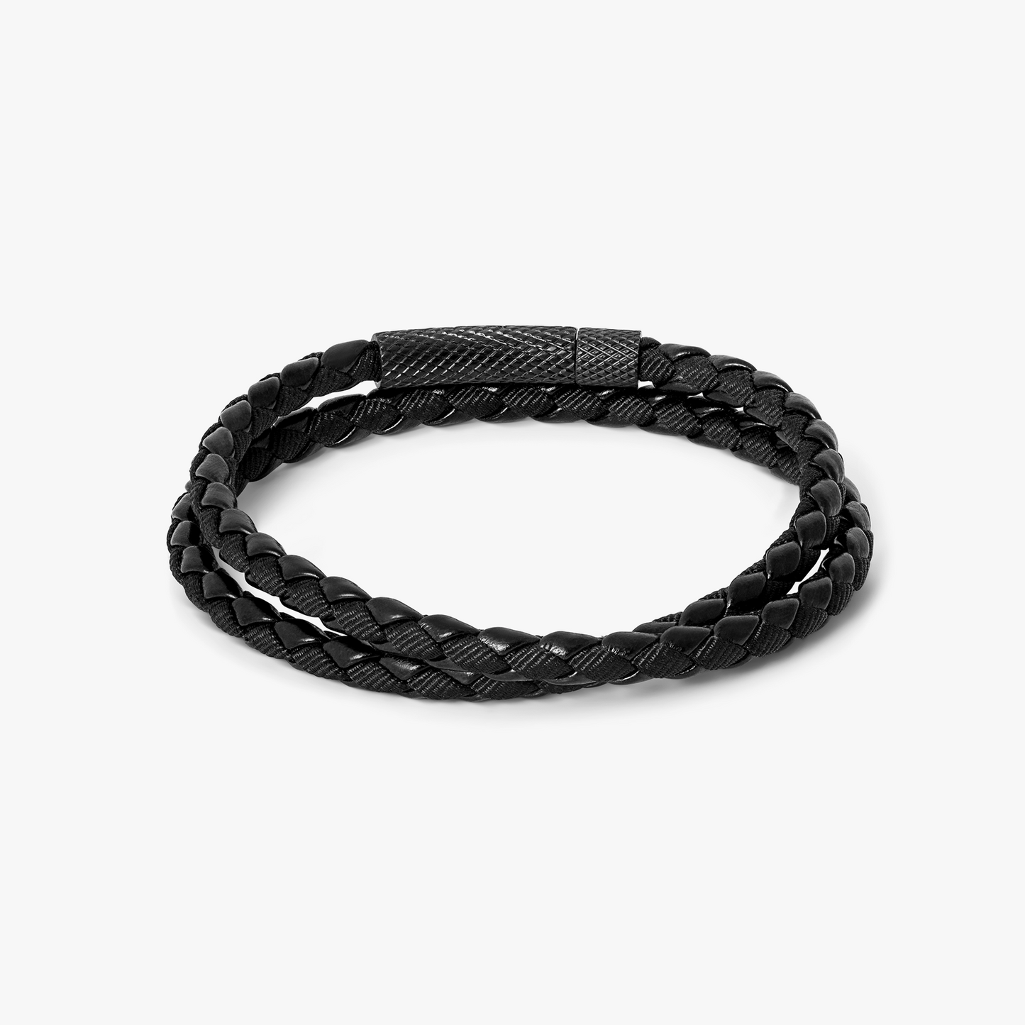 Chelsea Leather Bracelet In Black With Aluminium Clasp