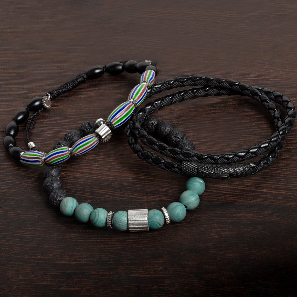 Chelsea Leather Bracelet In Black With Stainless Steel Clasp