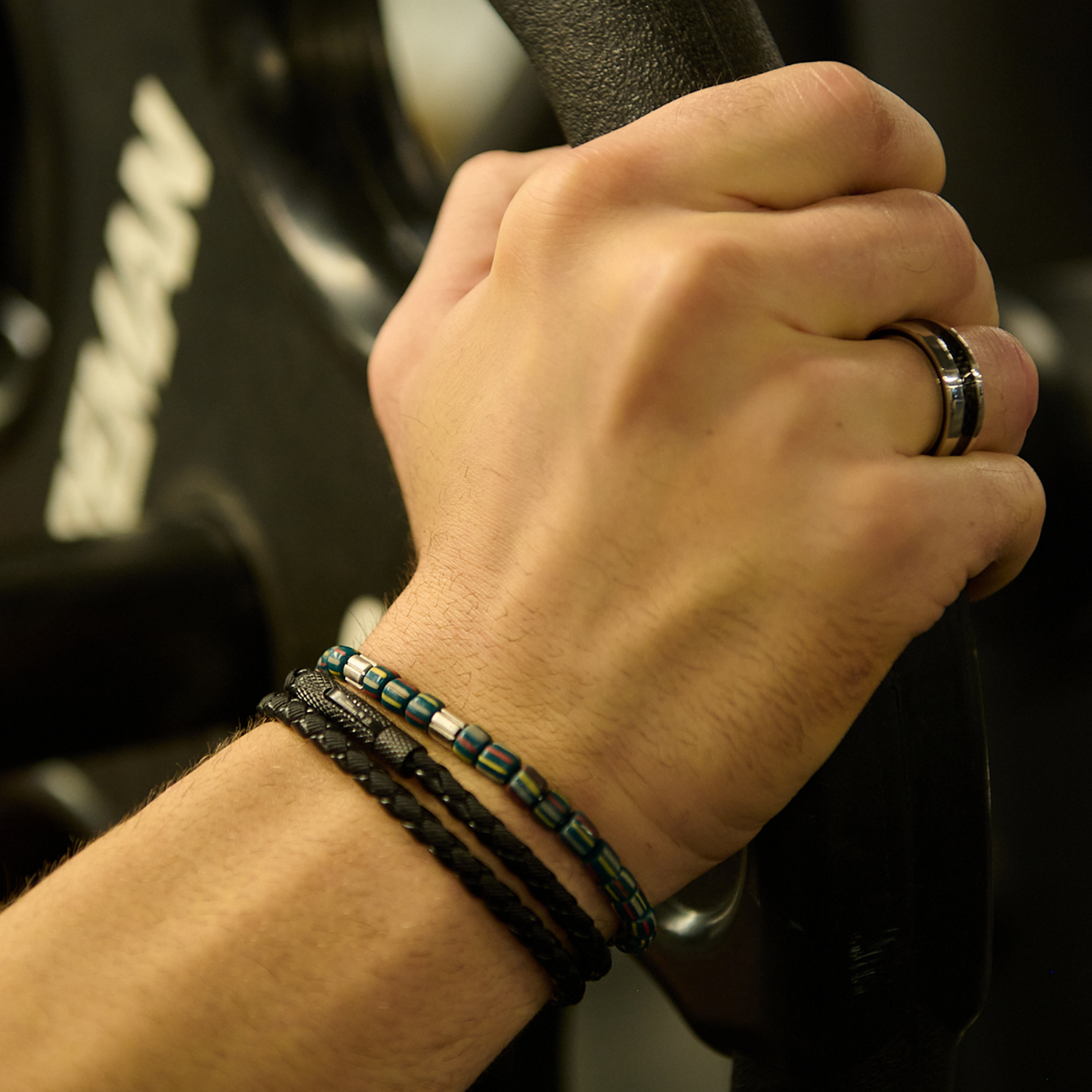 Chelsea Leather Bracelet In Black With Aluminium Clasp