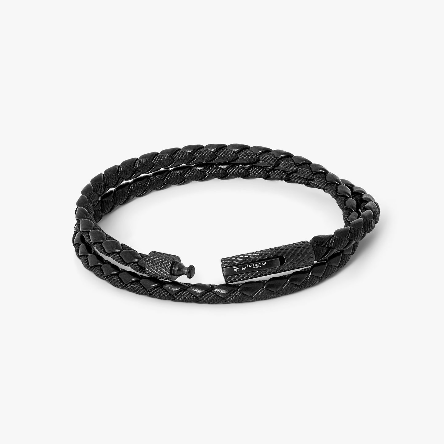 Chelsea Leather Bracelet In Black With Aluminium Clasp