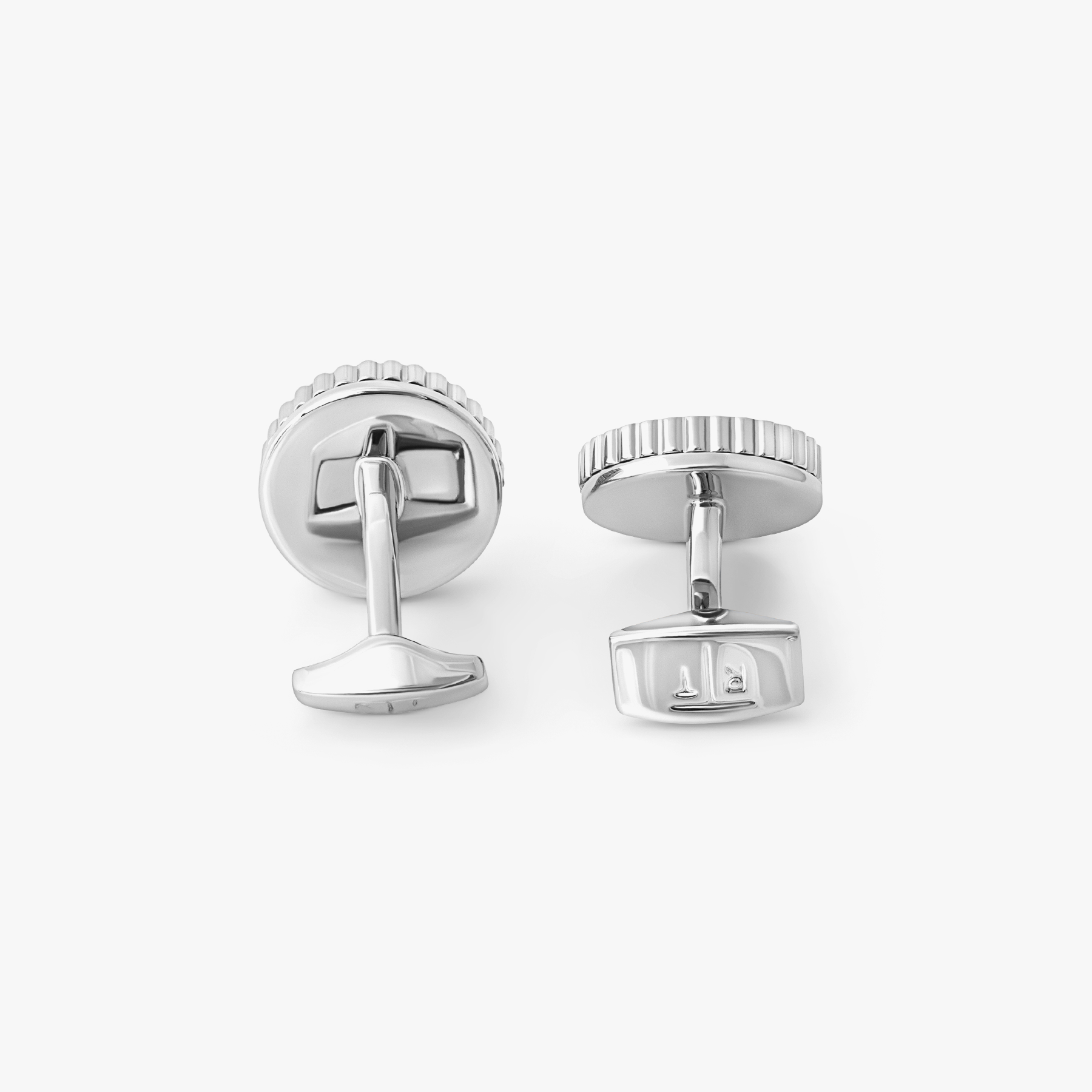 Rotating Trinity cufflinks in green enamel with Swarovski crystal, featuring a rotating Celtic Triskelion and Trinity Knot design in gold and palladium finish.