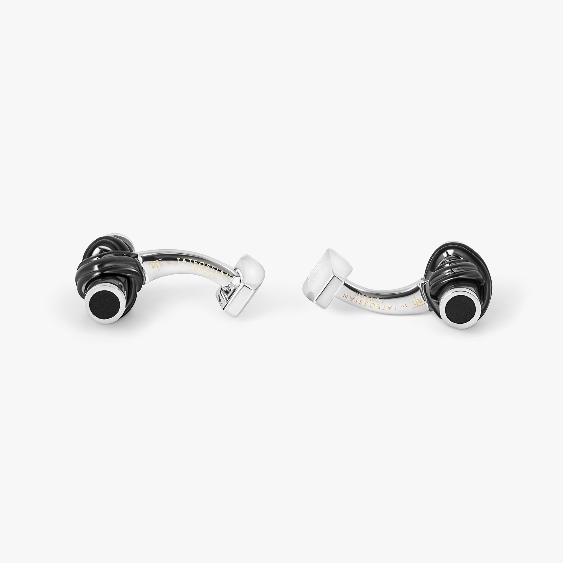 Carbon Infinity Talisman Cufflinks In Palladium Plated Base Metal With Black Carbon Fibre