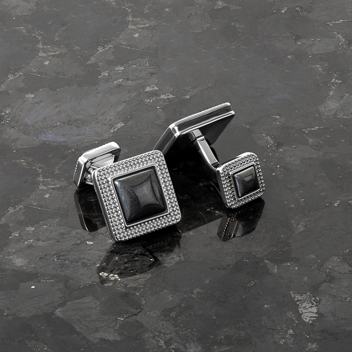 Duo Cabachon Cufflinks With Hematite