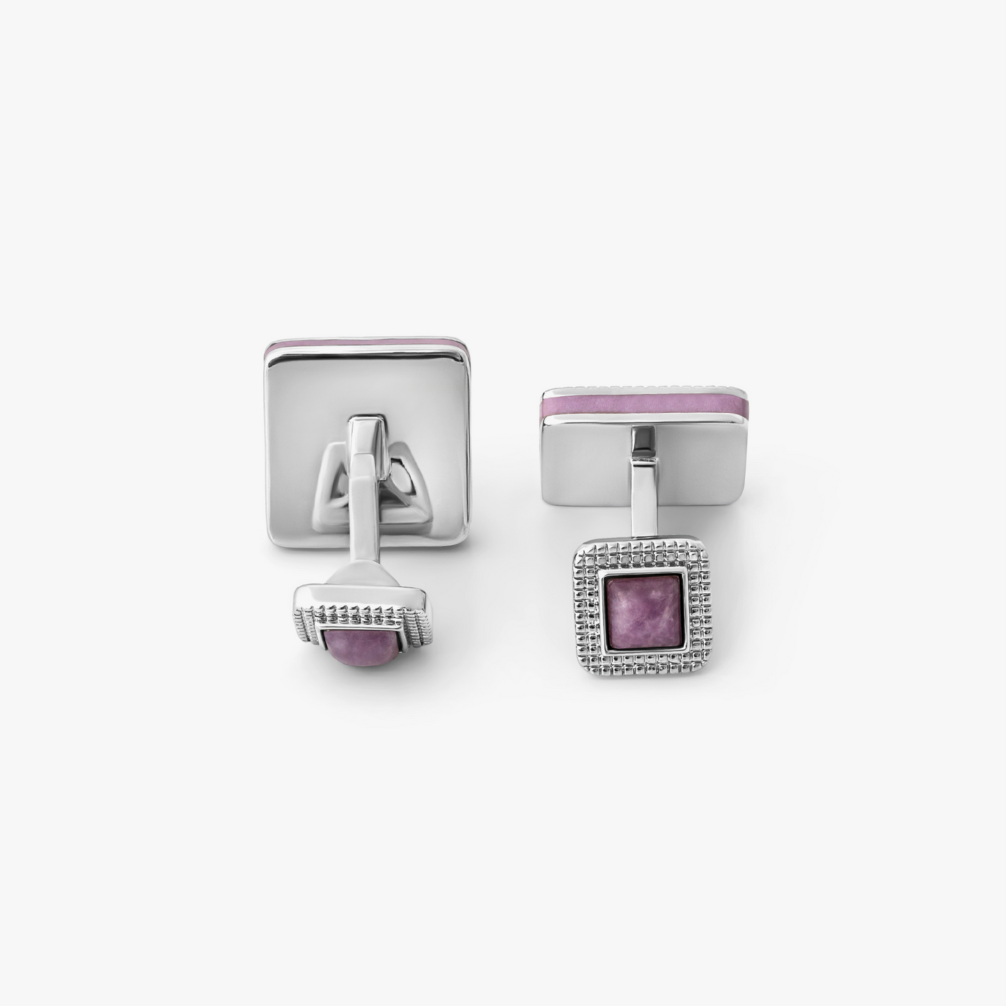 Duo Cabachon Cufflinks With Purple Jade