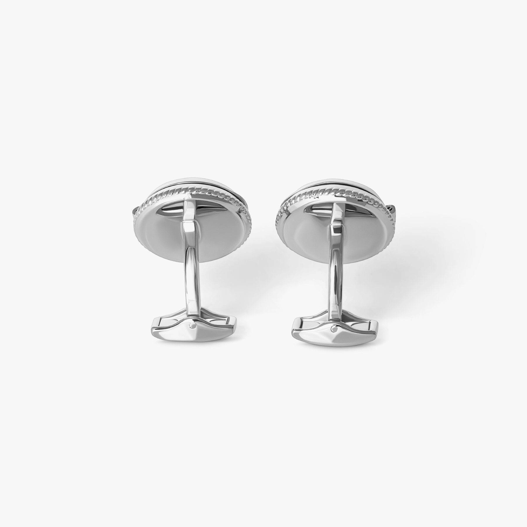 Porthole Picture Frame Cufflink in White Bronze with Vintage World Map