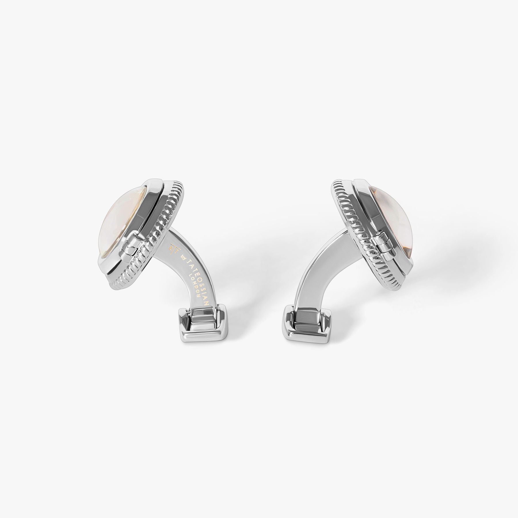 Porthole Picture Frame Cufflink in White Bronze with Vintage World Map