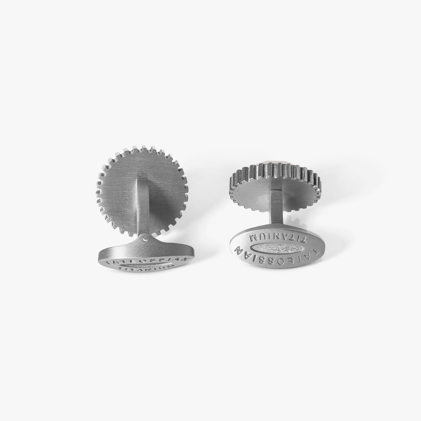 Titanium Rock Crystal Gear Cufflink in White MOP