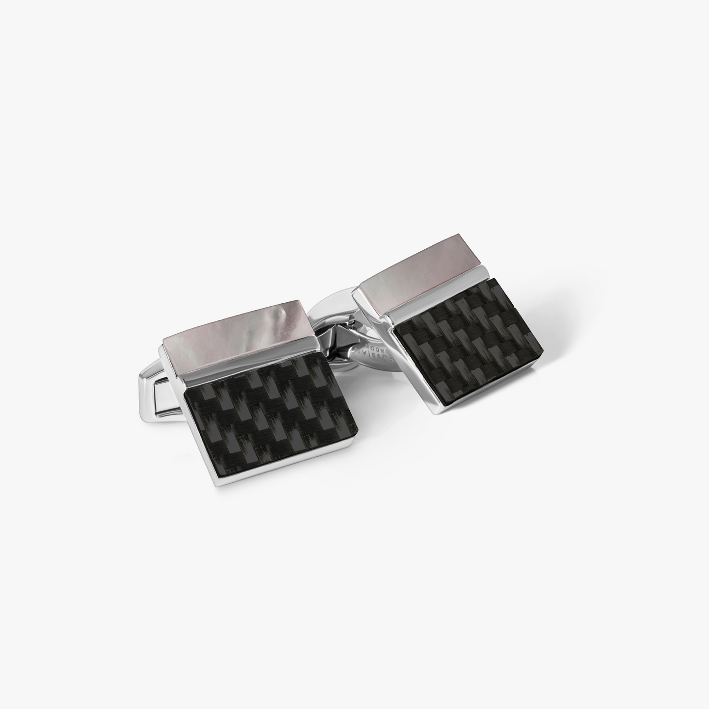 Carbon Mosiac Cufflink in Black MOP