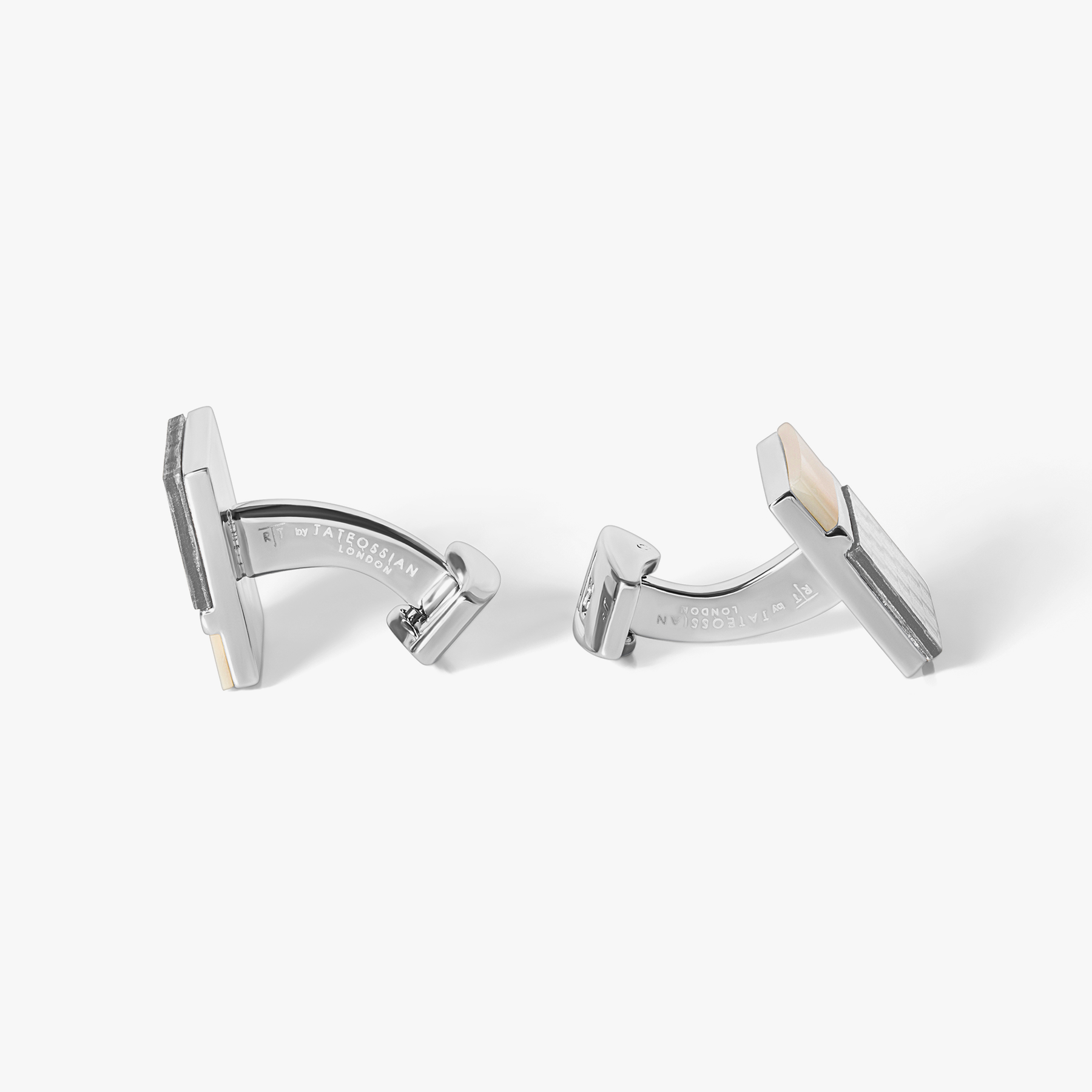 Carbon Mosiac Cufflink in White MOP