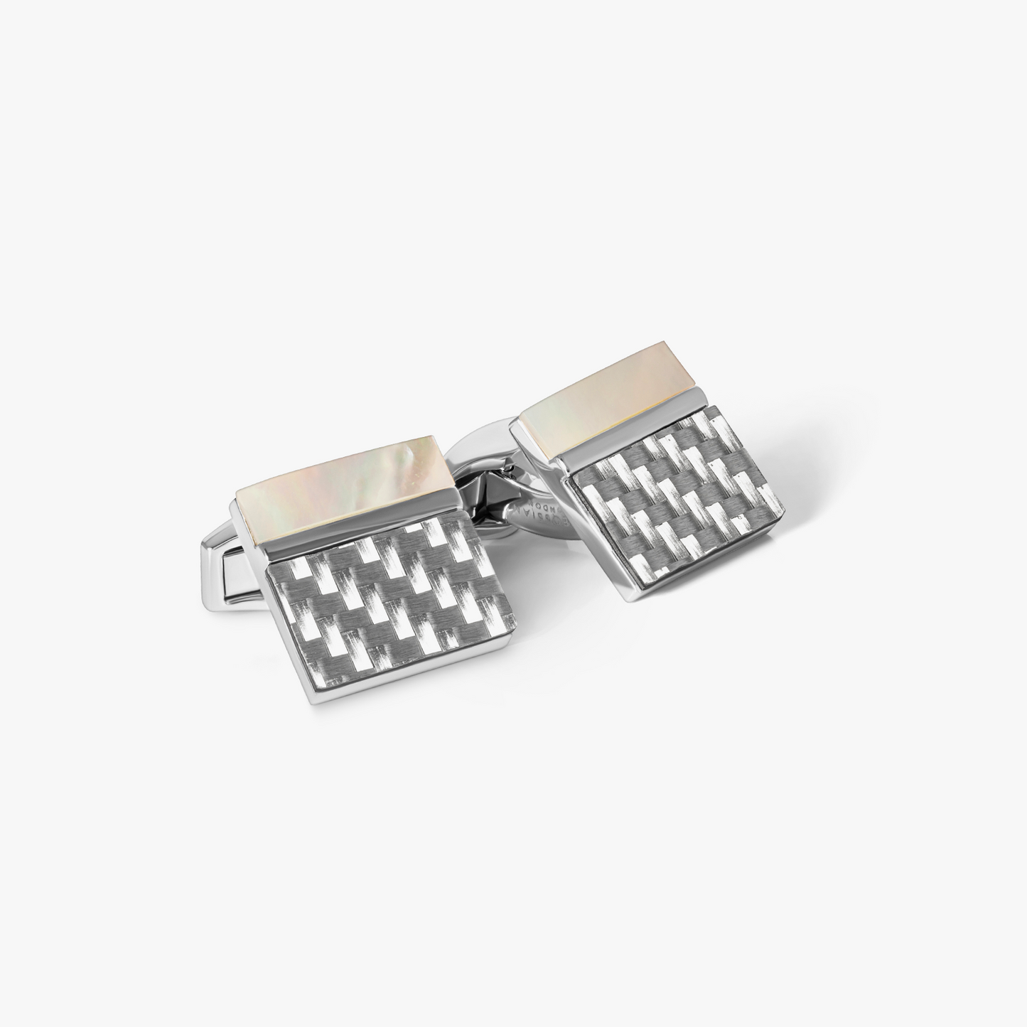 Carbon Mosiac Cufflink in White MOP