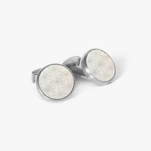 Asanoha Semi -Precious Cufflink in White MOP & Palladium Plated