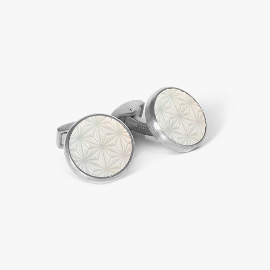Asanoha Semi -Precious Cufflink in White MOP & Palladium Plated