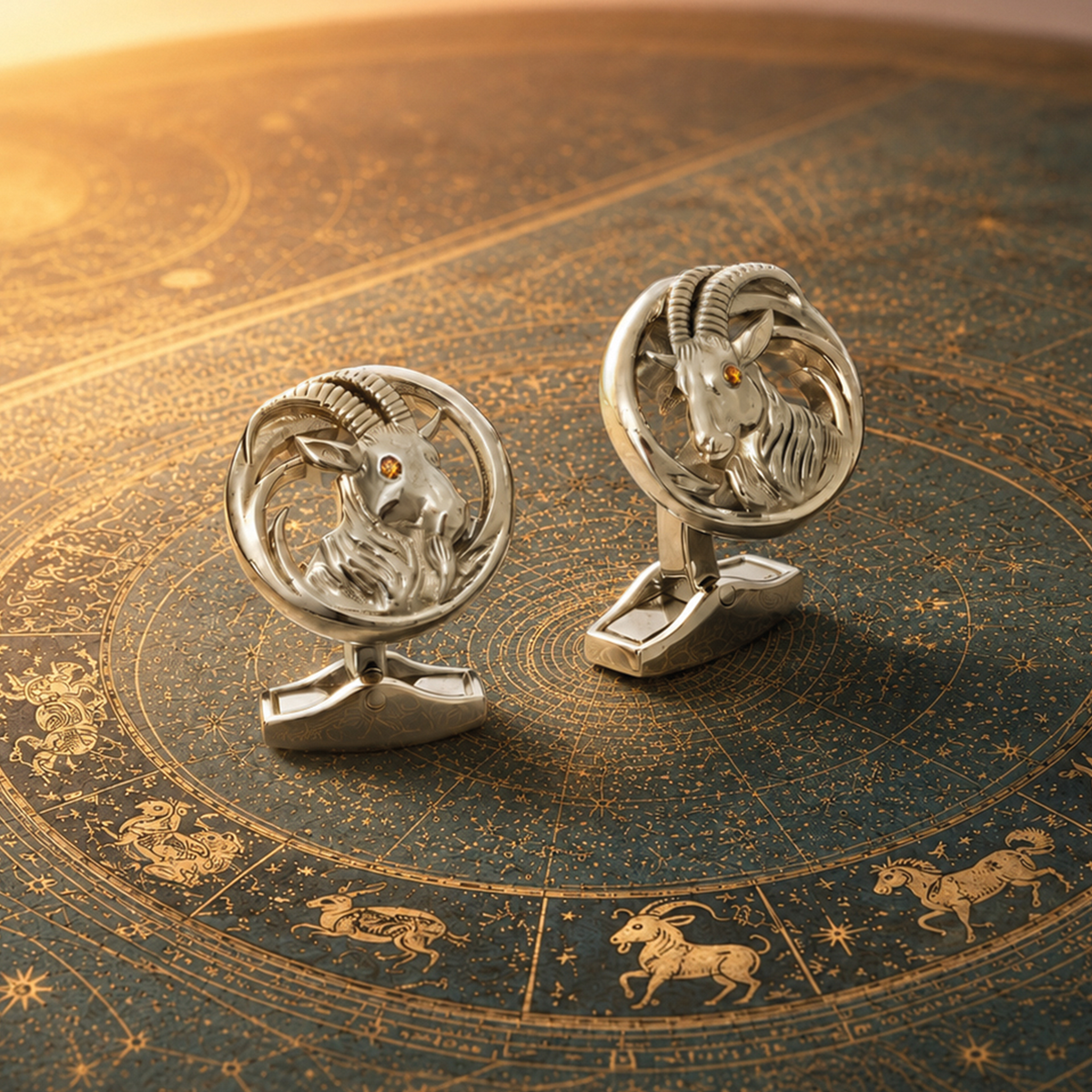 Auspicious Goat Swarovski Crystal Cufflinks