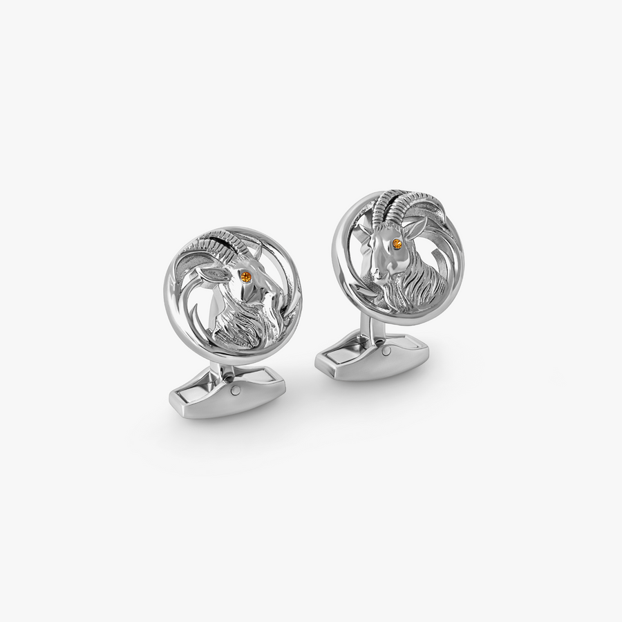 Auspicious Goat Swarovski Crystal Cufflinks