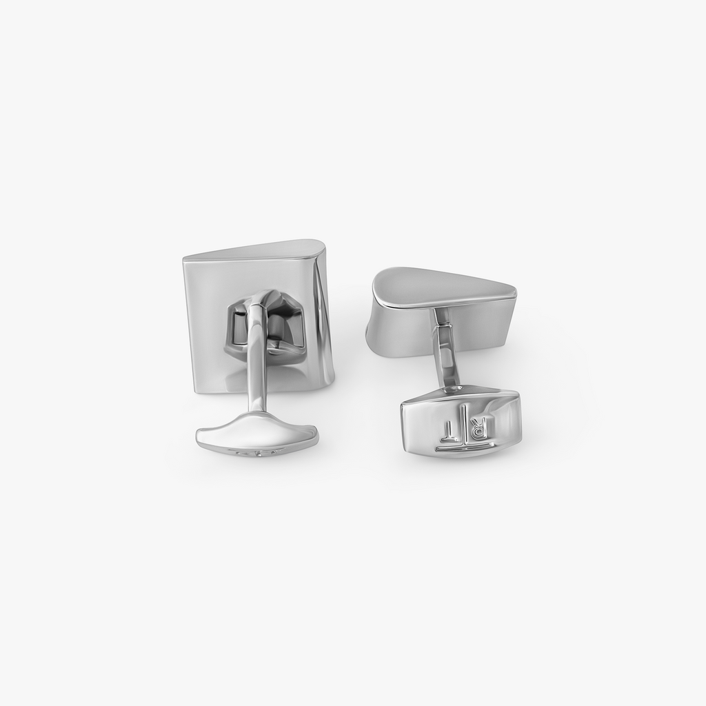 Ribbed Wedge Semi-Precious Stone Cufflink in White MOP