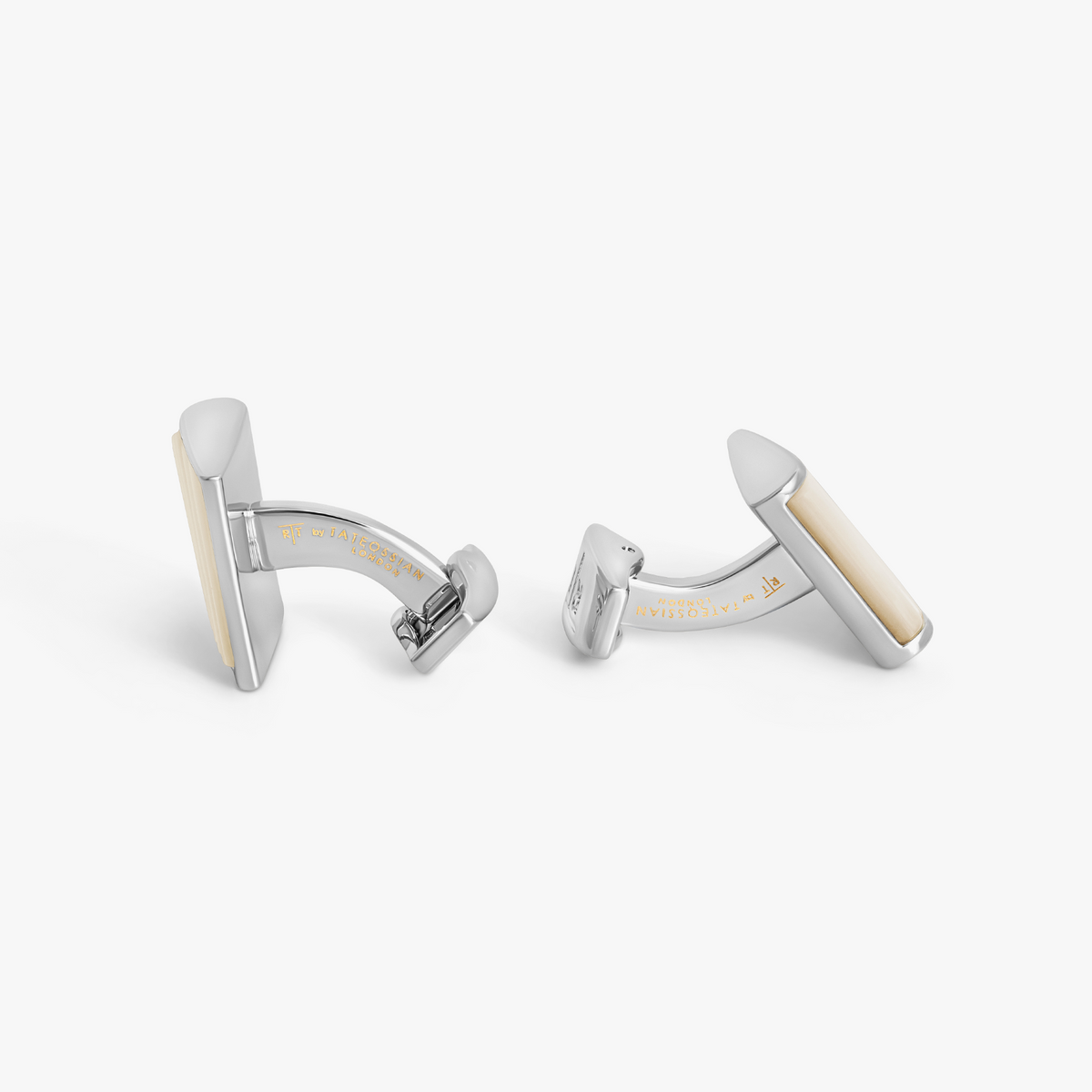 Ribbed Wedge Semi-Precious Stone Cufflink in White MOP
