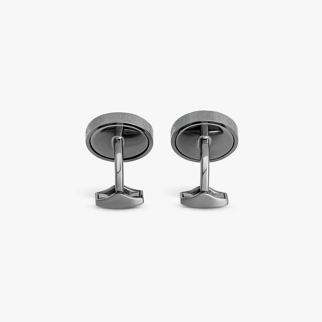 Globetrotter Rotating World Map Cufflinks in Gunmetal & Enamel