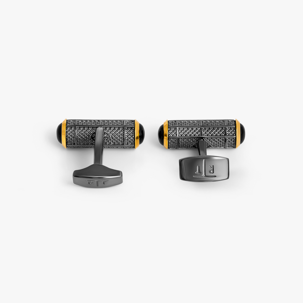 Signature Barrel Semi-Precious Cufflinks with Onyx