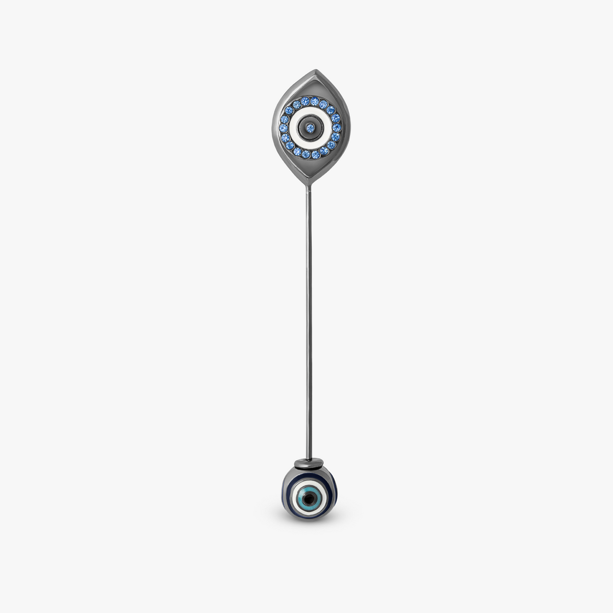 Paros Evil Eye Pin with Blue Swarovski Crystal