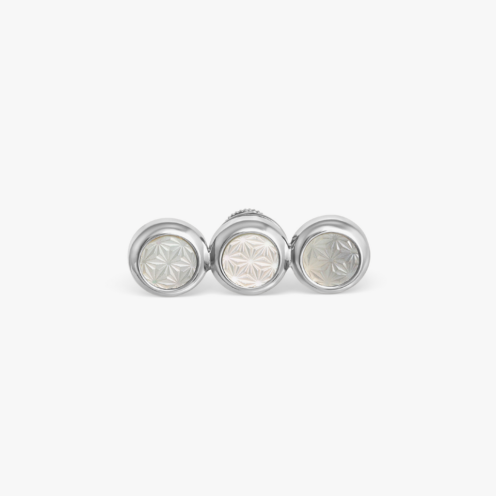 Asanoha Tris Lapel Pin in Mother of Pearl