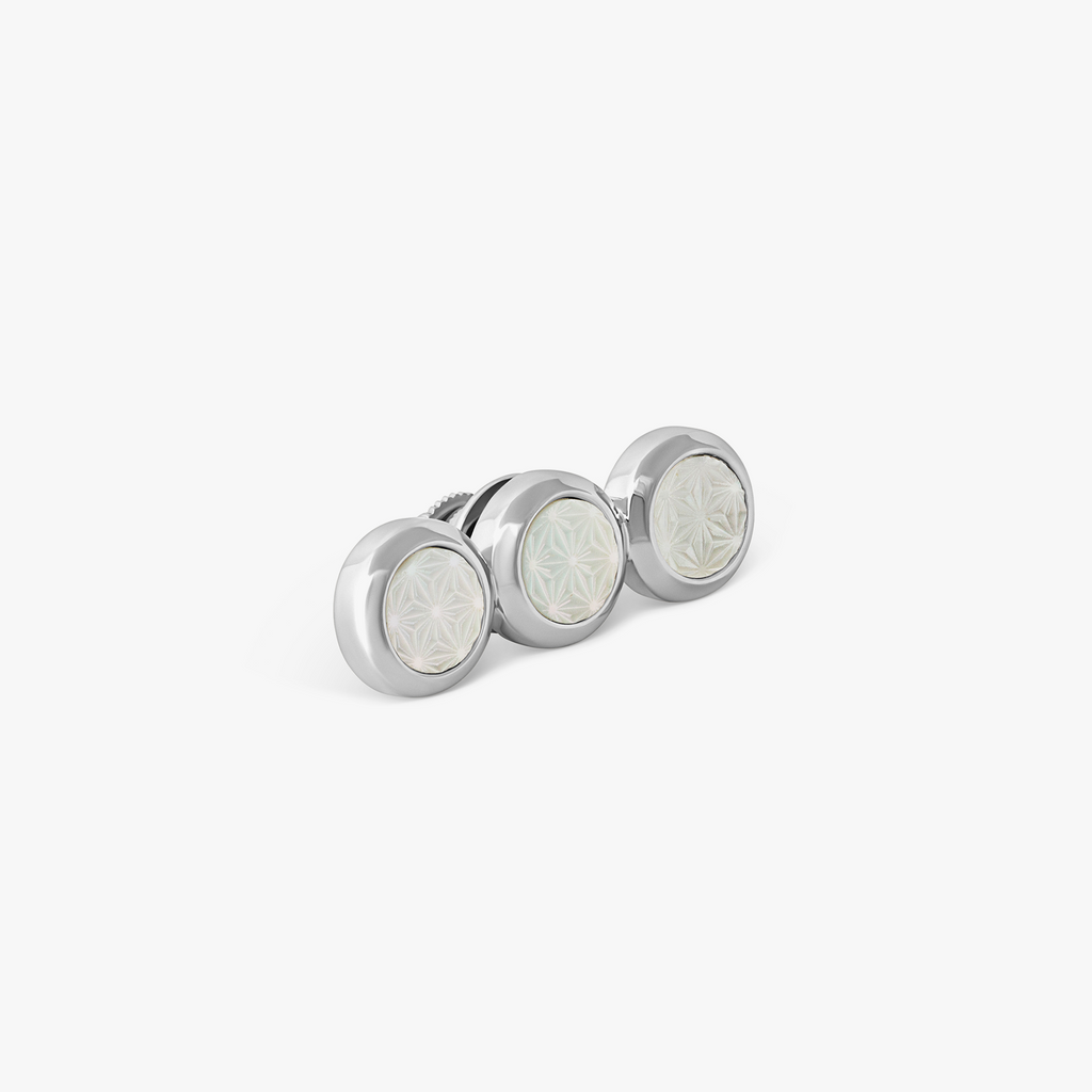 Asanoha Tris Lapel Pin in Mother of Pearl