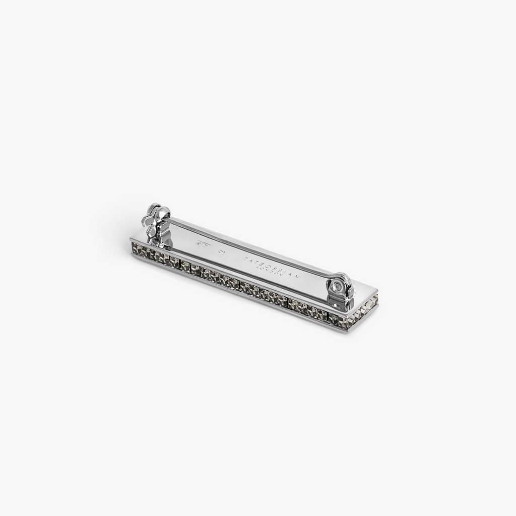 SW Rectilinear Bar Pin with Black Swarovski Crystals
