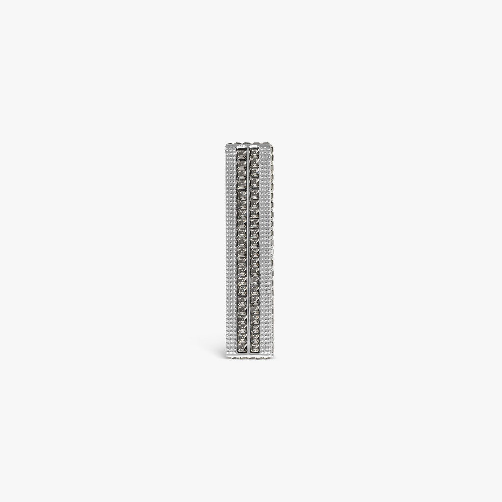 SW Rectilinear Bar Pin with Black Swarovski Crystals