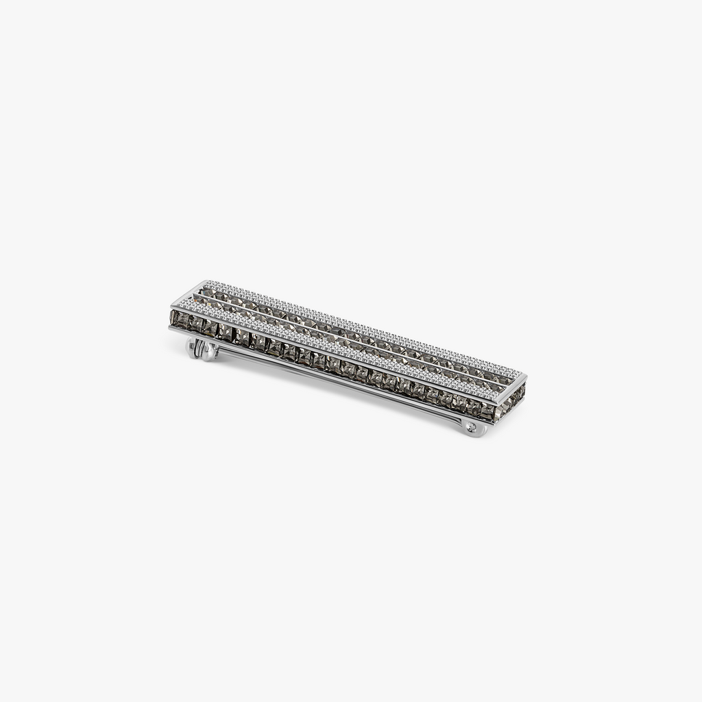 SW Rectilinear Bar Pin with Black Swarovski Crystals