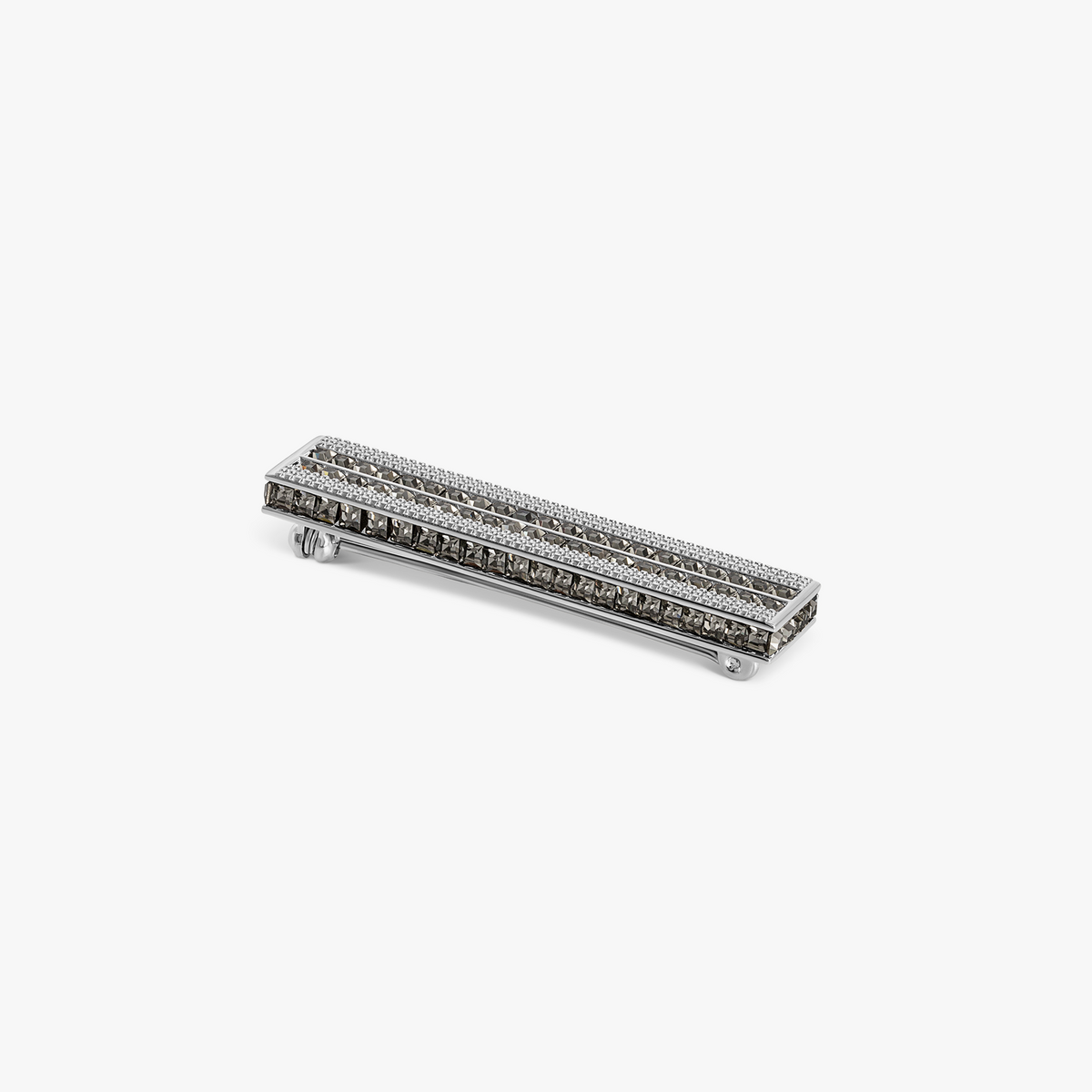 SW Rectilinear Bar Pin with Black Swarovski Crystals