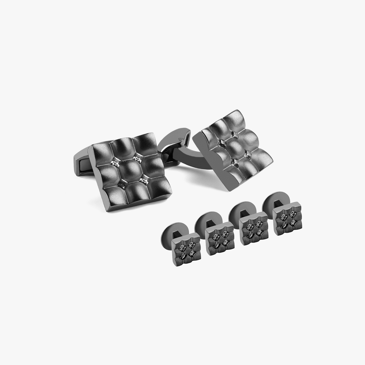 Scalloped stud set with black diamond Swarovski Elements